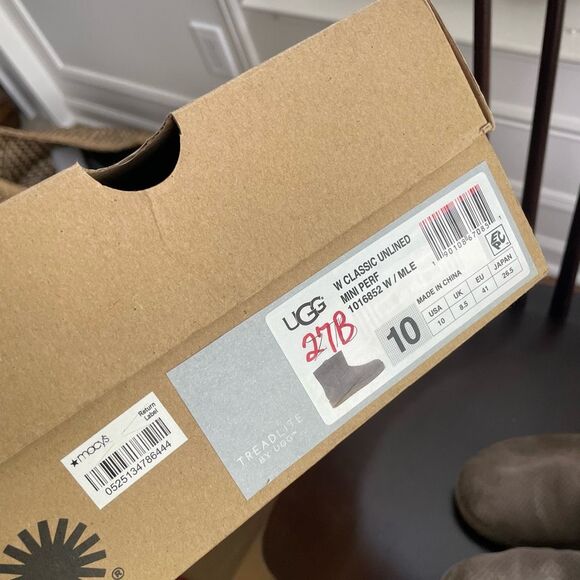 Ugg Women's Classic Unlined Mini Perf Boots Mole Taupe 10 - Picture 8 of 15